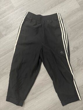 Adidas Womens Black Track Pants with White Side Stripes